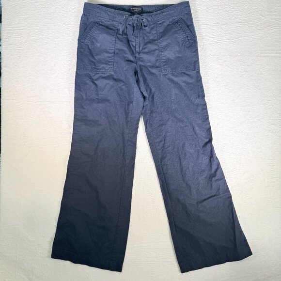 Banana Republic Women Linen Navy Pants Tie Waist Wide Leg Martin Fit Size 12 - Picture 1 of 8